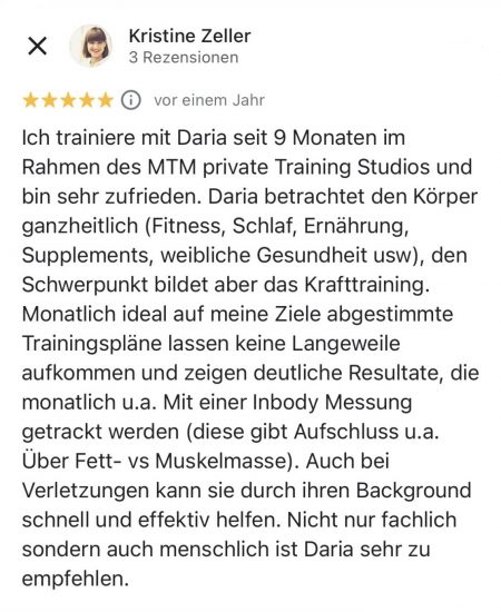 Kristine Zeller Rezension Personal Training