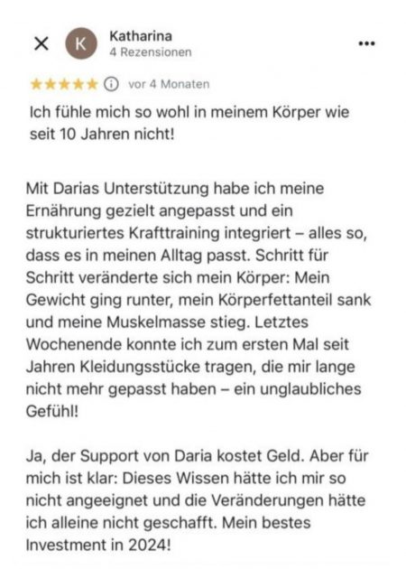 Rezension Daria Franke Health Coaching Rezension Daria Franke Health Coaching